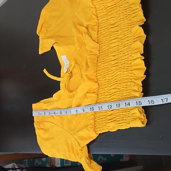 Lost + Wonder Honey Yellow Crop Smock Simple Puff Sleeve Size Small - Picture 13 of 13